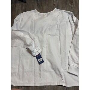 Cherokee Workwear Traditional Classic White Snap Front Long Sleeve Scrub Top 3XL
